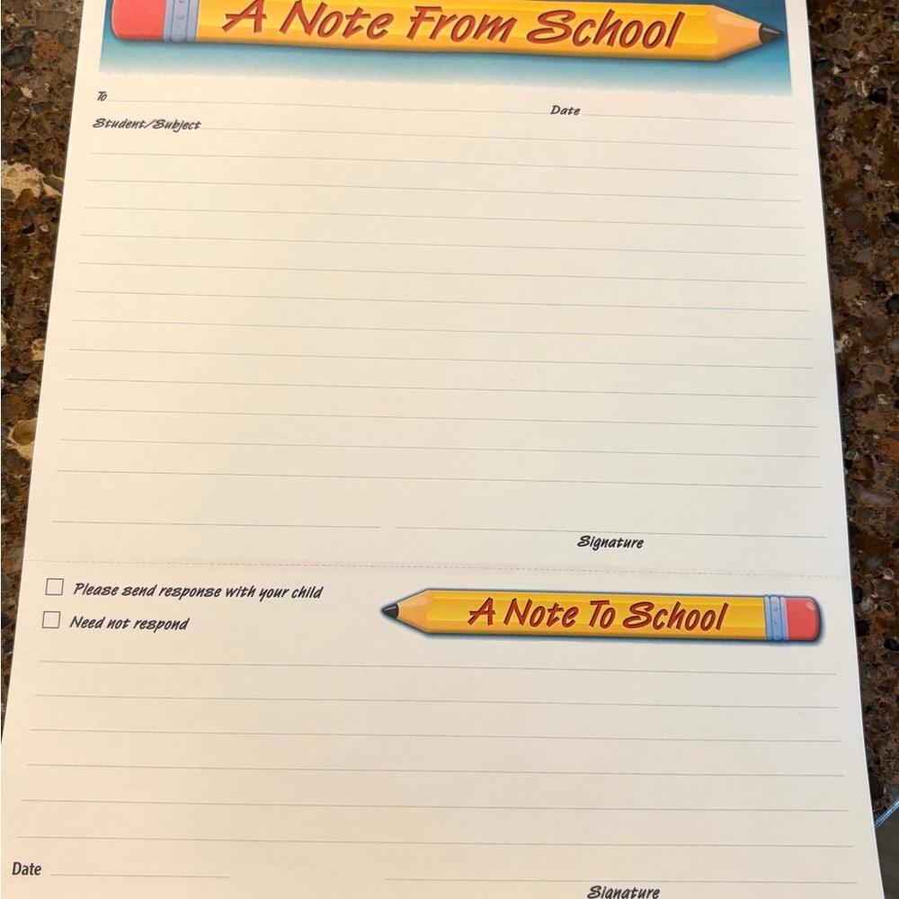 Vintage Duplicate Notes From Teacher to Home Carbon built in Papers